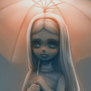I created this illustration for an art class back in college. We were prompted to demonstrate a defined light source, and I chose to paint a glowing umbrella.